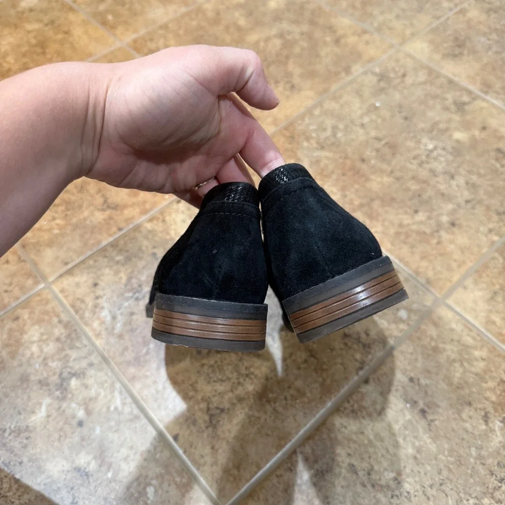 Clarks Camzin Mix Black Suede Leather Ankle Boots Women 9.5 M Casual Neutral